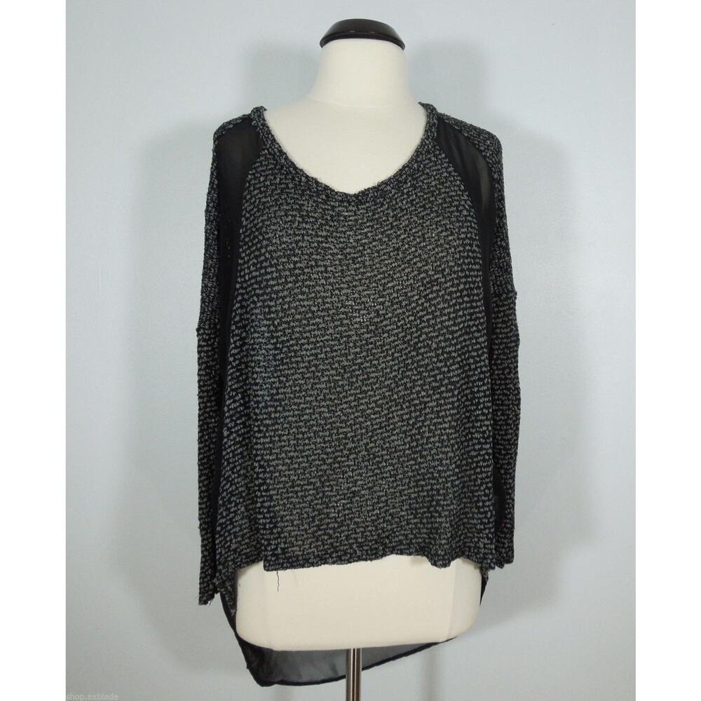 LUSH Sheer Top M MEDIUM High Low Long Sleeves